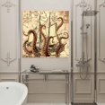 thumbnail image 4 of Wall Art Prints, Vintage Octopus Framed Canvas Prints for Bedroom Living Room Bathroom Office, Beige Nautical Coastal Retro Gallery Wrap Wall Art Poster for Gifts Home Decor 12"x12", 4 of 9
