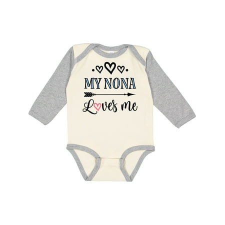 

Inktastic My Nona Grandma Loves Me Girls Gift Baby Girl Long Sleeve Bodysuit