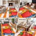 thumbnail image 5 of Children's Day Area Rugs 5'x7', Washable Small Throw Rugs for Laundry Room Playroom, Cartoon Pencil Watercolor Orange Striped Indoor Outdoor Rug Non-Slip Low Pile Carpet Runner Reversible Floor Mats, 5 of 8