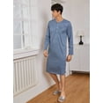 thumbnail image 3 of Men Gingham Print Half Button Sleep Robe, 3 of 5