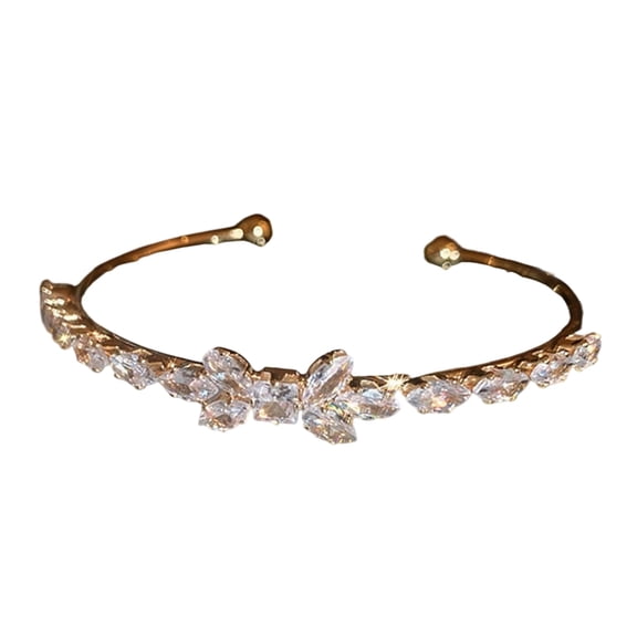 Adjustable Titaniums Steel Zircon Leaf Bracelet For Women Minimalist Jewelry