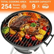 Segmart BBQ Charcoal Grill for Outdoor, 18 Inch Portable Kettle Charcoal Grill with Wheels, Barbecue Oven for Patio, Backyard, Camping, Black