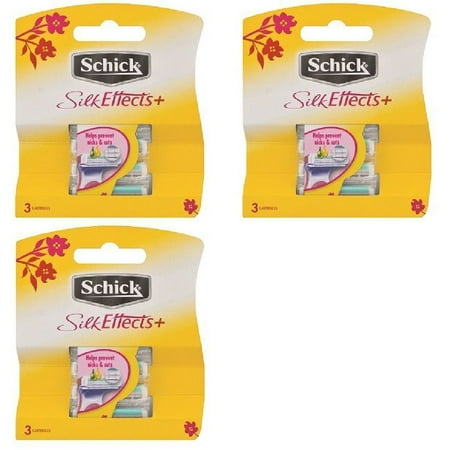 Makeup Recharge Refill Schick Silk Effects+ Plus Refill Cartridges, 3 Count (Pack of 3) + Makeup Blender Stick, 12 Pcs ()