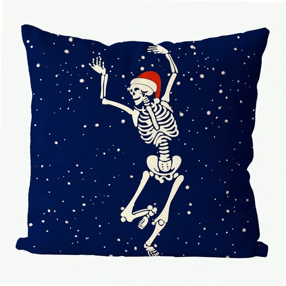 Winter Dance Blue Skeleton Pillow Covers - 18x18 Inch Throw Pillows for Home Decor. Living Room & House Decorative Cushion Case for Sofa Couch.