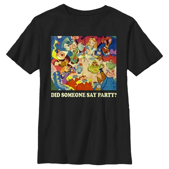 Boy's Alice in Wonderland Did Someone say Party Graphic Tee Black Medium