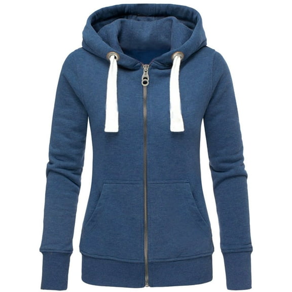 Sanbonepd Women Ladies Solid Hooded Zipper Long Sleeve Sweatshirt Pullover Tops Shirt