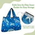thumbnail image 3 of Wrapables Large & Small Foldable Tote Nylon Reusable Grocery Bags, Set of 2, Astro Turtles, 3 of 7