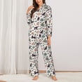 thumbnail image 2 of Honeii Black Cat And Snake print Women's Pajama Sets Long Sleeve Button Down Sleepwear Nightwear Soft Pjs Lounge Sets-X-Large, 2 of 7