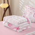 thumbnail image 5 of Manfei Pink Bow Tie Striped Zipper Twin Comforter Sets with Fitted Sheet and 2 Pillowcases For Girls,Letter Initial U Print Zipper Bedding Set For Kids,Pink Reversible,4-Piece, 5 of 7