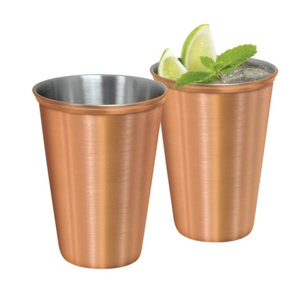 Choose Tumbler Finish OGGI - 12oz. Stainless Steel Tumblers with Satin Finish Copper Plated Exterior Set of 2 ()