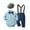 czb# Blue124, variant on CUZIBR Boys Gentleman Suit Formal Wedding Sets Button Down Bowtie Long Sleeve Dress Shirt Tops And Suspenders Pants With Hat For Child Kids Comfortable Outfits,Beige,18-24 Months