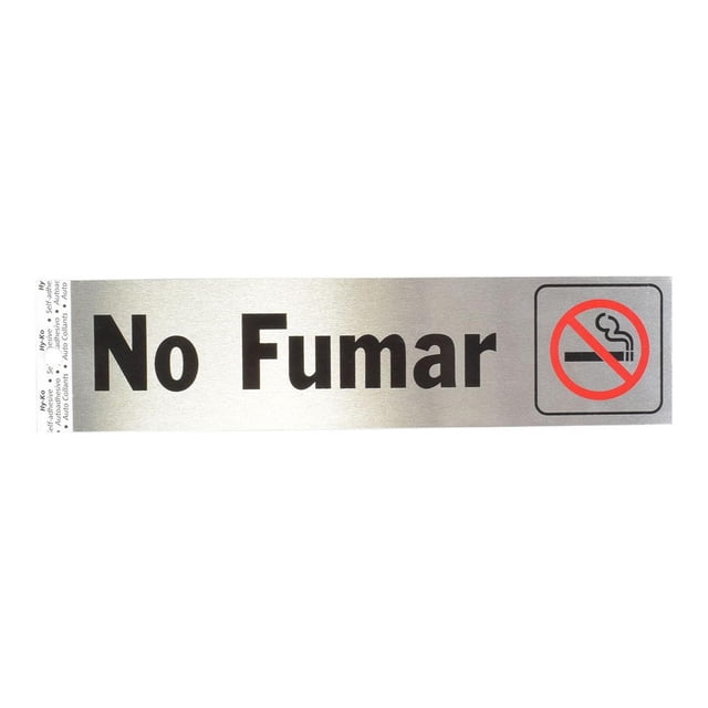 Letrero No Fumar Aluminio Para Pared 20.3X5.1 Cm