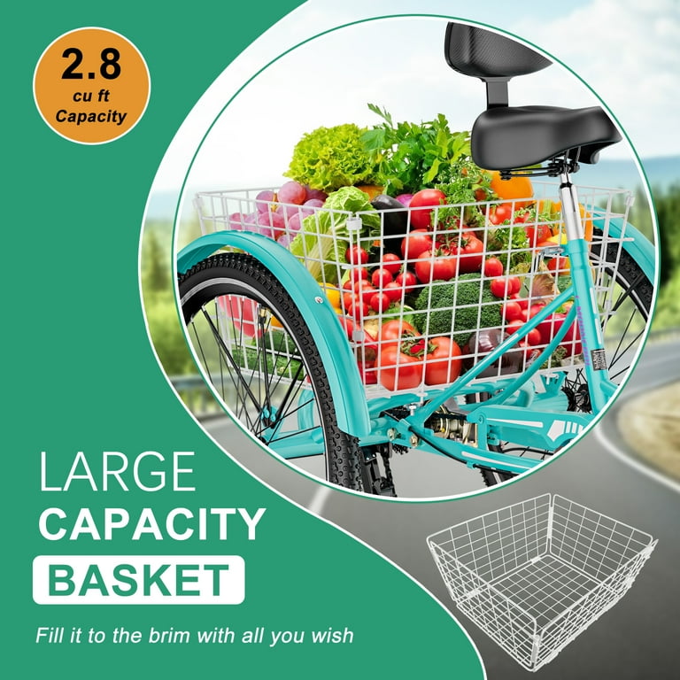 MOPHOTO Adult Tricycle, 7 Speed Trike Bike Cruiser, with 26 MOPHOTO Adult Tricycle, 7 Speed Trike Bike Cruiser, with 26