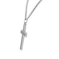 thumbnail image 2 of EDFORCE Stainless Steel Silver-Tone Simulated Black Carbon Fiber Statement Cross Necklace, 2 of 2