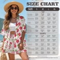 thumbnail image 7 of Xoenoiee Colorful Cherry Blossom Print Women's Plus Size 2 Piece Outfits Half Sleeve Open Front Kimono and Matching Shorts Set Summer Vacation Outfits, M, 7 of 7