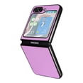 thumbnail image 4 of Case for Samsung Galaxy Z Flip 6, PU Vegan Leather Back & Hard PC Bumper Wireless Charging Shockpoof Protective Slim Anti-Scratch Phone Case for Samsung Galaxy Z Flip 6 - Purple, 4 of 13