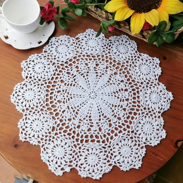 Lace Doilies Crochet Cloth Table Placemat Handmade Round Coasters