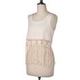 thumbnail image 4 of cocolona Womens Summer Crochet Tank Tops Crew Neck Sleeveless Lace Fringe Hem Shirts Casual Solid Color Flowy Blouses, 4 of 5
