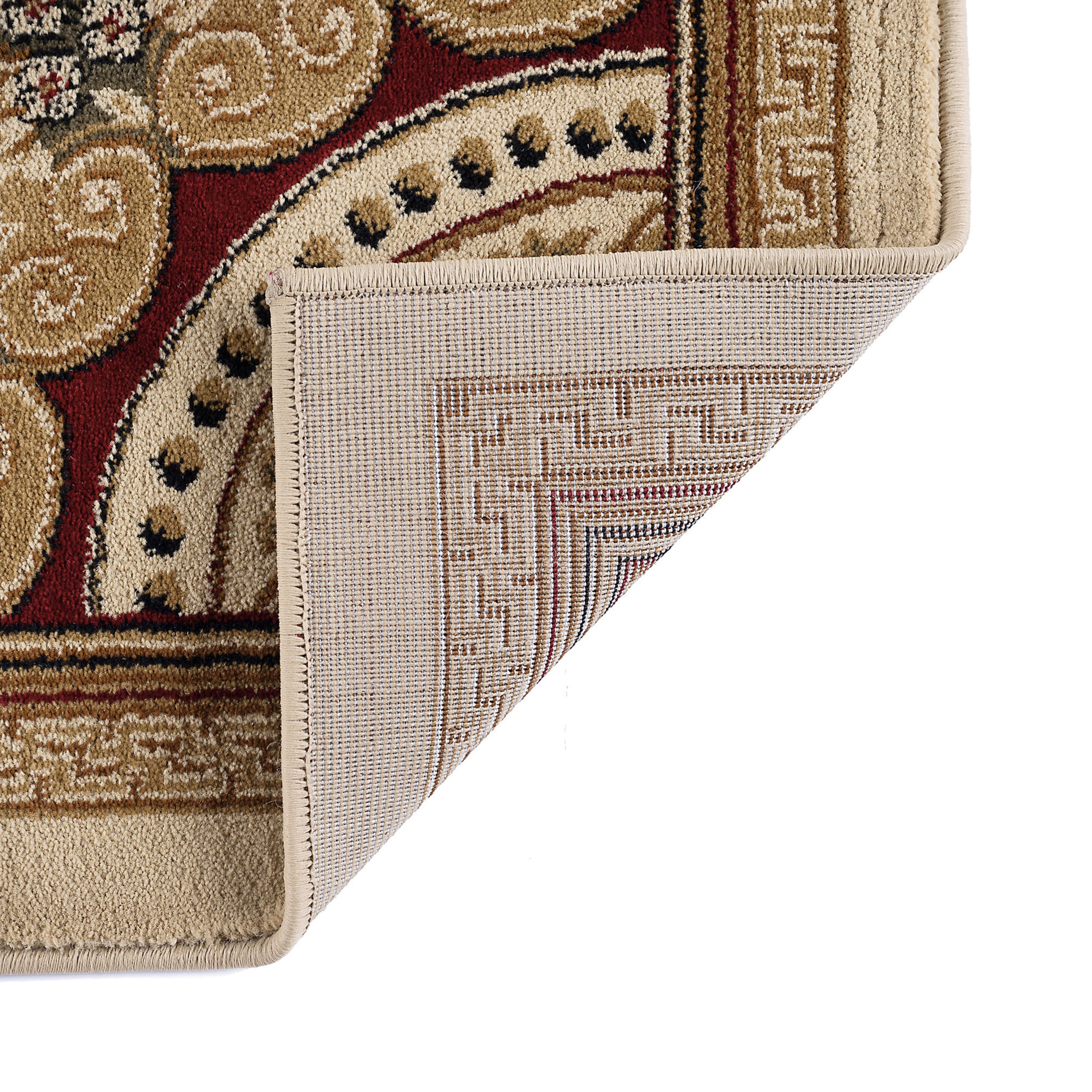 Sensation Traditional 2' x 10' Ivory and Scarlet Polypropylene Indoor Area Rug