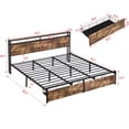 thumbnail image 6 of King Bed Frame with Storage Headboard with Charging Station,Noise Free, No Box Spring Needed, Easy Assembly,Dark Brown, 6 of 6