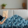 thumbnail image 3 of Palm Tree Soft Flannel Fleece Blanket, Fractal Looking Geometric Backdrop in Blue Shades with Tree Silhouettes, Cozy Plush for Indoor and Outdoor Use, 50" x 70", Blue Dark Blue White, by Ambesonne, 3 of 5