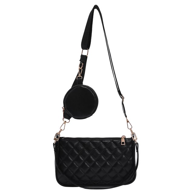 Bolso de cuero retro 2 piezas Bolso compuesto Mujeres Lattice Crossbody Bolsos (Negro) Likrtyny Para estrenar