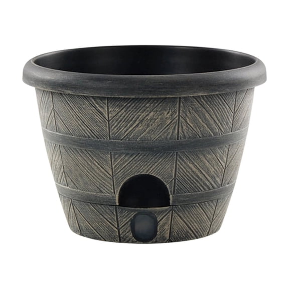 Leodye 1PCS Double Layer Self-Watering Barrel Planter Thickened Plastic Flower Pot with Bottom Water Reservoir for Indoor Green Plant Cultivation -5.90x3.93x3.93 inches