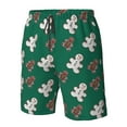 thumbnail image 6 of Uemuo Gingerbread Snowman Cookies Pattern Men's Swim Trunks Hawaiian Beach Bathing Suit Swimsuits Beach Quick-Dry Shorts with Pockets-Large, 6 of 9