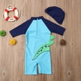 thumbnail image 7 of 2PCS Toddler Baby Kids Boy Dinosaur Sun Protective Swimwear Rash Guard Swimsuit+Hat Costume, 7 of 7