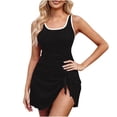 thumbnail image 2 of Blmnix Tummy Control Swimsuits for Women Swim Dress One Piece Swimsuit Bathing Suit Black Crew Neck One Piece Bathing Suit,XL, 2 of 5