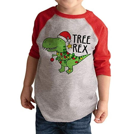 

7 ate 9 Apparel Kids Treerex Dinosaur Christmas Shirt Red