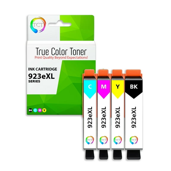 TCT 923XL High Yield Ink Cartridge 4 Pack - Compatible Replacement for HP 923eXL 4K0T7LN 4K0T4LN 4K0T5LN 4K0T6LN Works with HP OfficeJet pro 8120 8130 Printers (Black, Cyan, Magenta, Yellow)