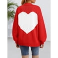 thumbnail image 3 of Women's Oversized Heart Print Cardigan - Longline Open Front Coatigan Sweater, 3 of 5