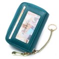 thumbnail image 1 of imeetu RFID Credit Card Holder, Small Leather Zipper Card Case Wallet with Removable Keychain ID Window, Peacock Blue, 1 of 8