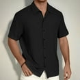 thumbnail image 2 of MIXUE Mens Casual Button Down Shirts Summer Solid Color Lapel Short Sleeve Fashion Tops Activewear,Black,L, 2 of 5
