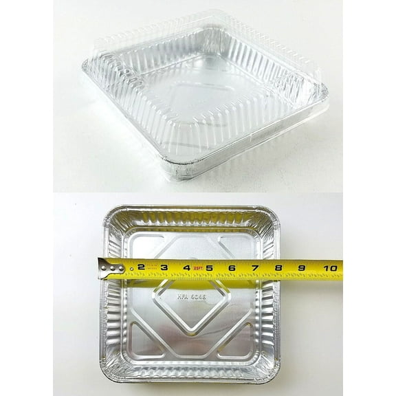 8" x 8" Square Aluminum Foil Cake Pan w/Dome Lid - Disposable Pans