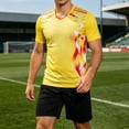 thumbnail image 2 of CONZONE Mens 2 Peice Soccer Outfits Graphic Short Sleeve Workout Tshirt Shorts Sets Breathable Quick Dry Football Training Uniform, 2 of 6