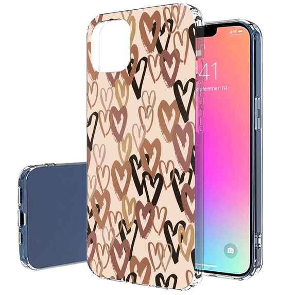 TalkingCase Slim Phone Case Compatible for Apple iPhone 14 Pro Max, Doodle Hearts Print, Lightweight, Flexible, Soft, Printed in USA