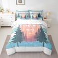 thumbnail image 2 of Ensemble Douillette 7 Pcs Happy Camping pour Roulotte, Accessoires pour Roulotte Format Simple Ensembles de Douillette Lit en Sac Décor de Ferme en Bois (1 Douillette, 1 Drap Plat, 1 Drap-Housse, 2 Taies d'Oreiller, 2 Housses de Coussin Décoratif), 2 of 5
