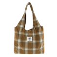 thumbnail image 1 of Bolso de mano de Tweed a cuadros para mujer, bolso de viaje Retro de Color contrastante, bolso de compras para mujer, 1 of 8