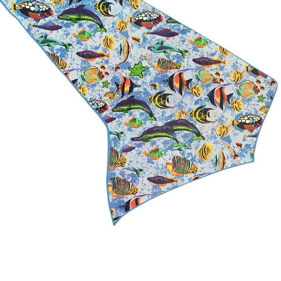 Cotton Print Table Runner Animal Fish Aquarium