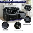 thumbnail image 5 of Power Loveseat Recliner Chair Sofa with Speaker for Living Room 2-Seat Black Faux Leather Electric Home Theater Seating Doubler Reclining Sofa with Hidden Arm Storage,LED Lights,USB Port,Cup Holders, 5 of 9
