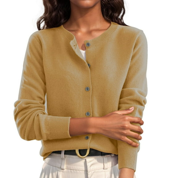 Womens Cropped Knit Cardigan Long Sleeve Button Up Top Breathable Fabric Sweater Jackets For Spring Fall Winter Outfits