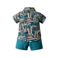 thumbnail image 3 of Toddler Baby Boy Clothes Hawaiian Outfits 3 Pieces Cotton T-Shirt+Aloha Short Sleeve Shirt+Shorts Sets, 3 of 9