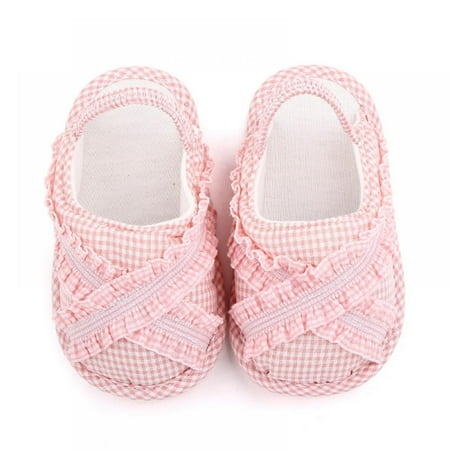 

Infant Baby Girls Boys Lace Plaid Pattern Sandals Open Toe Lace Princess Dress Wedding Flats Shoes Newborn Toddler Soft Non-slip Sole First Walker Crib Shoes 0-18M
