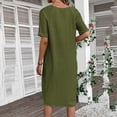 thumbnail image 6 of Summer Dress Women's Dress Lightweight V Neck Beach Dress Half Sleeve Midi Dress Loose Knee Length Buttons Dress With Pockets Dresses for Summer Casual Summer Clothes for Women Summer Midi Dresses, 6 of 8