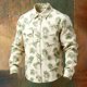 thumbnail image 1 of Ceisia Men's Loose Fit Vintage Palm Leaf Print Long Sleeve Cotton Shirt Khaki L Gifts, 1 of 3