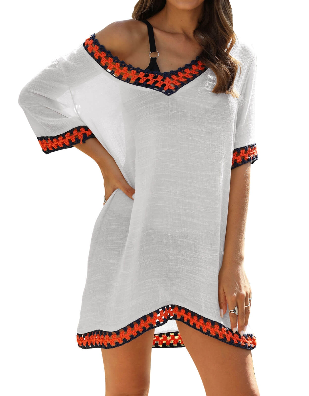 Beach Coverup Dress Hollow Out Plus Size Swimwear Bikini Swimsuit Cover ups Bathing Suit