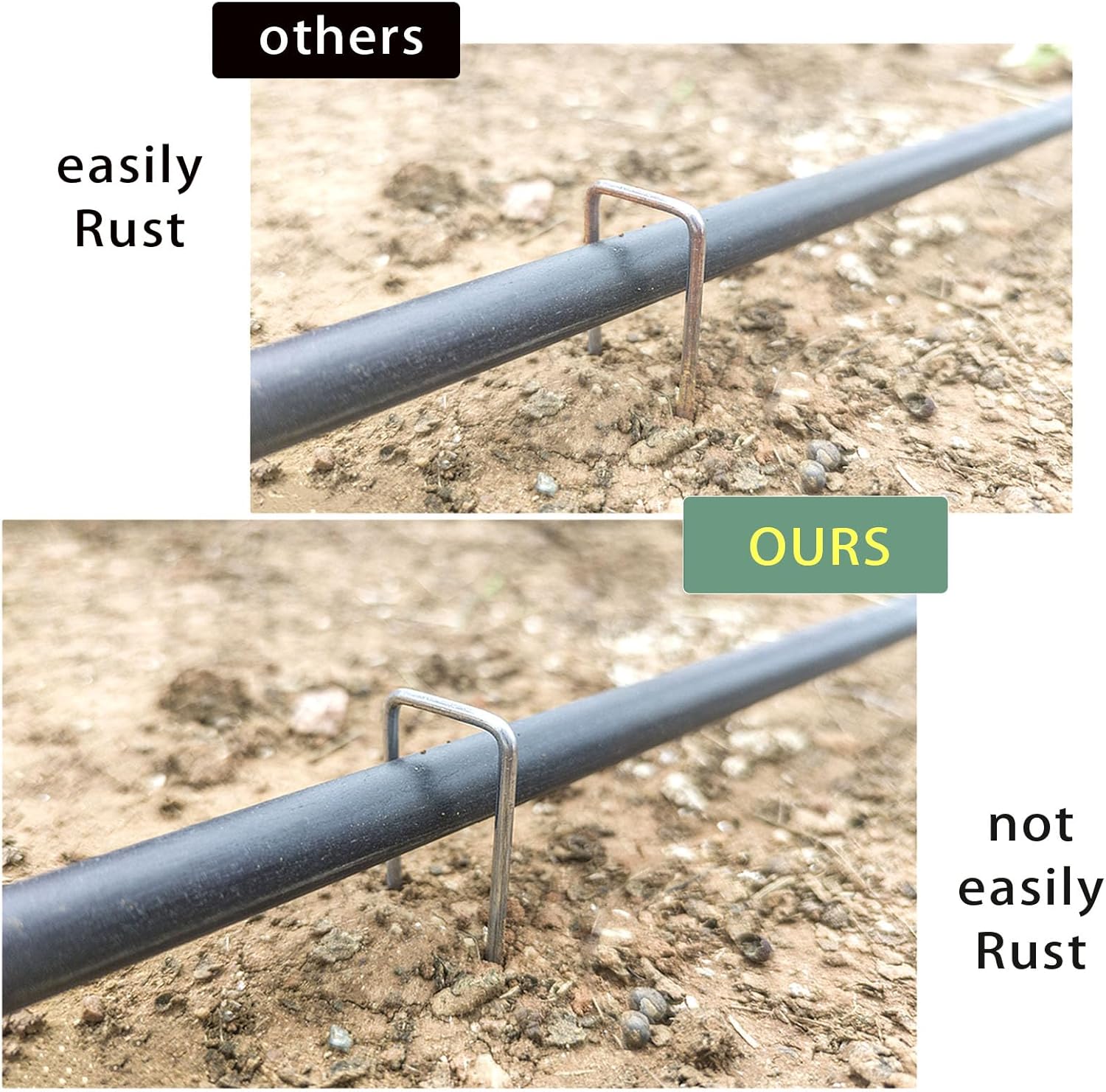 HRTGFD-6 Inch Galvanized Steel Landscape Stakes - 50 Pack Heavy Duty U-Shaped Garden Stakes | Rust-Resistant Ground Anchors for Tent Windproof, Landscape Fabric, Lawn Camping, Outdoor DIY Projects