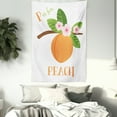 thumbnail image 3 of Peach Tapestry, Alphabet Learning Themed Cartoon with P is for Peach Text and Fruit, Wall Hanging for Bedroom Living Room Dorm Decor, 40W X 60L Inches, Apricot Olive Green White, by Ambesonne, 3 of 5